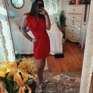 SAKS Linen Wrap Dress